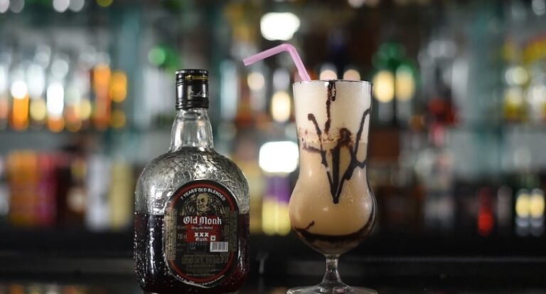 Old Monk rum and a coffee cocktail