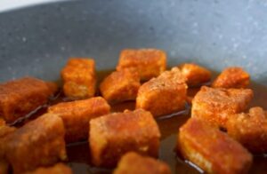 Frying tofu bites