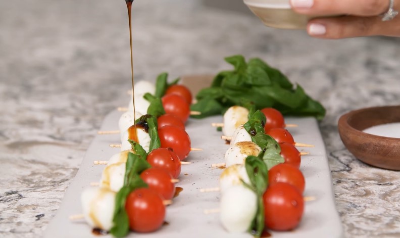 Vibrant Caprese Skewers served on a table